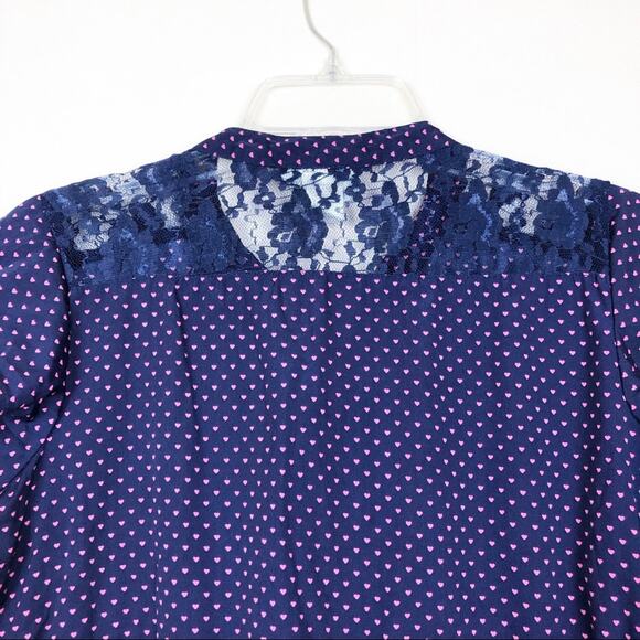 Rumor has it! Polka Dot Blue & Pink Tunic Top Size Small - Picture 6 of 6